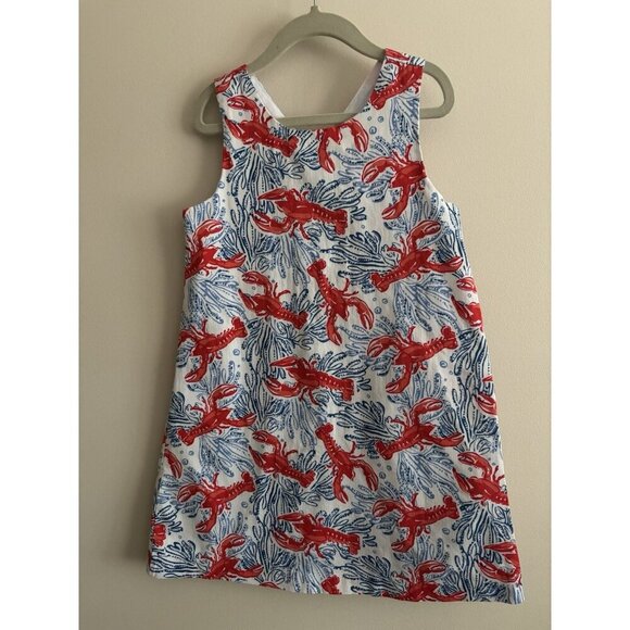 TOMMY BAHAMA Kids Girls Lobster Coral Print Shift Tank Dress Size US 7 - Picture 1 of 8